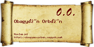Obagyán Orbán névjegykártya